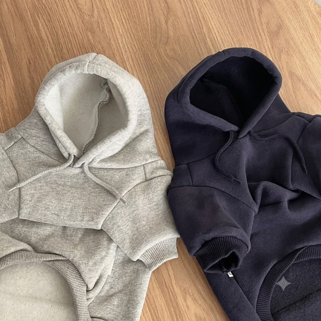 Casual dog hoodie jacket grey and blue