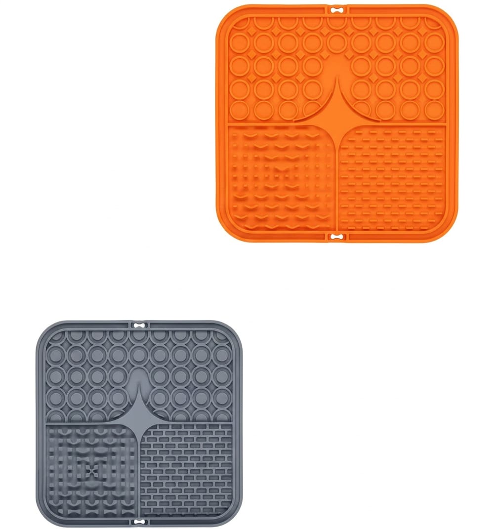 Silicone Lick Mat for Dogs - Orange + Dark Grey | Pawly