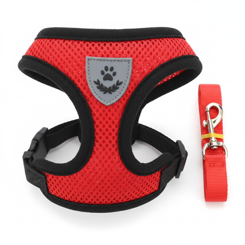 Mesh Vest Harness & Leash for Cats and Small Dogs - Red | Pawly