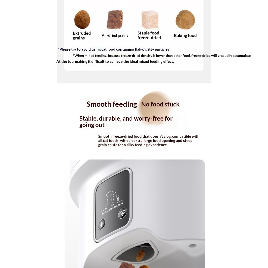 WiFi Smart Pet Feeder – smooth feeding with no food stuck, compatible with extruded grains, air-dried protein and freeze-dried food