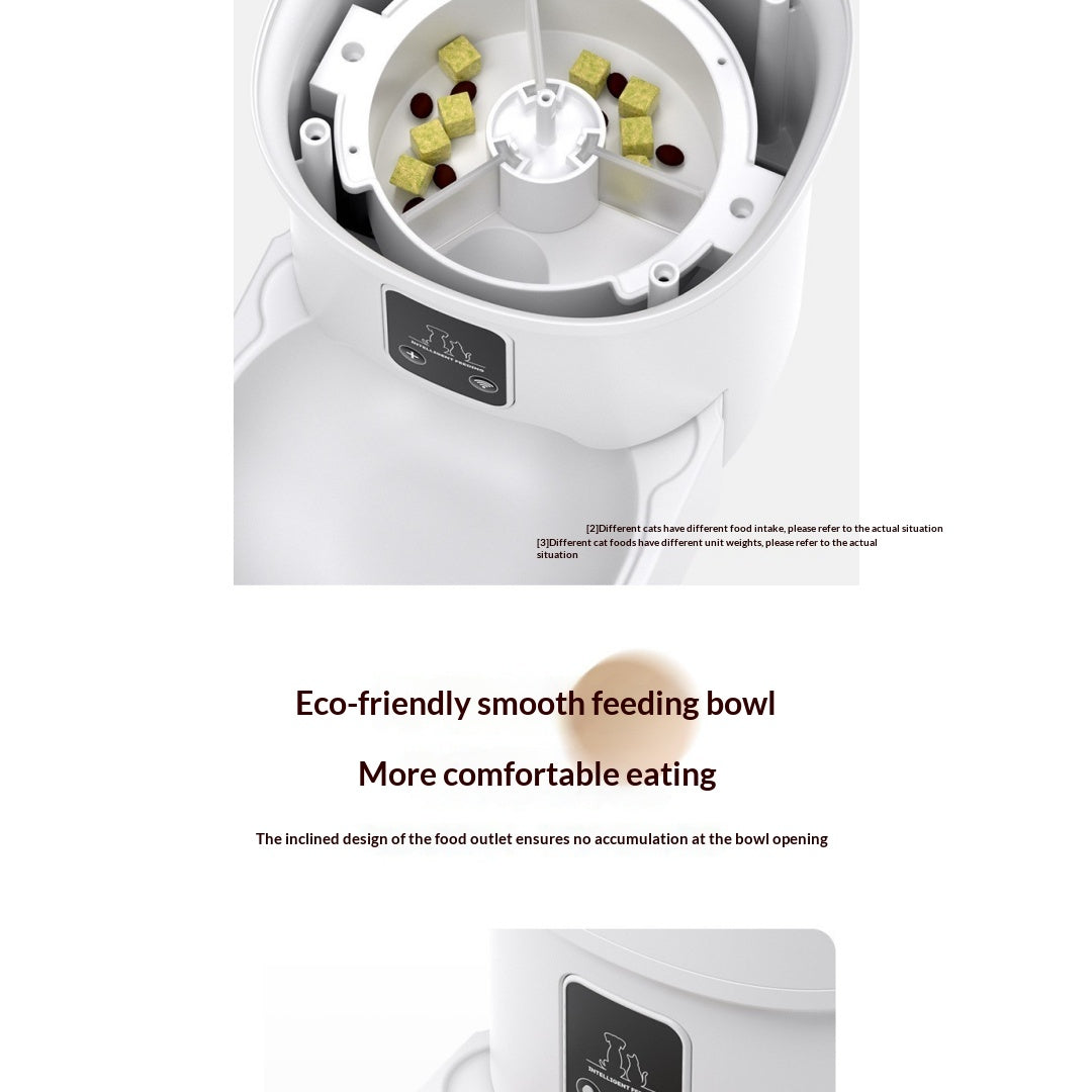 WiFi Smart Pet Feeder – eco-friendly smooth feeding bowl with inclined design, no food accumulation at the bowl opening
