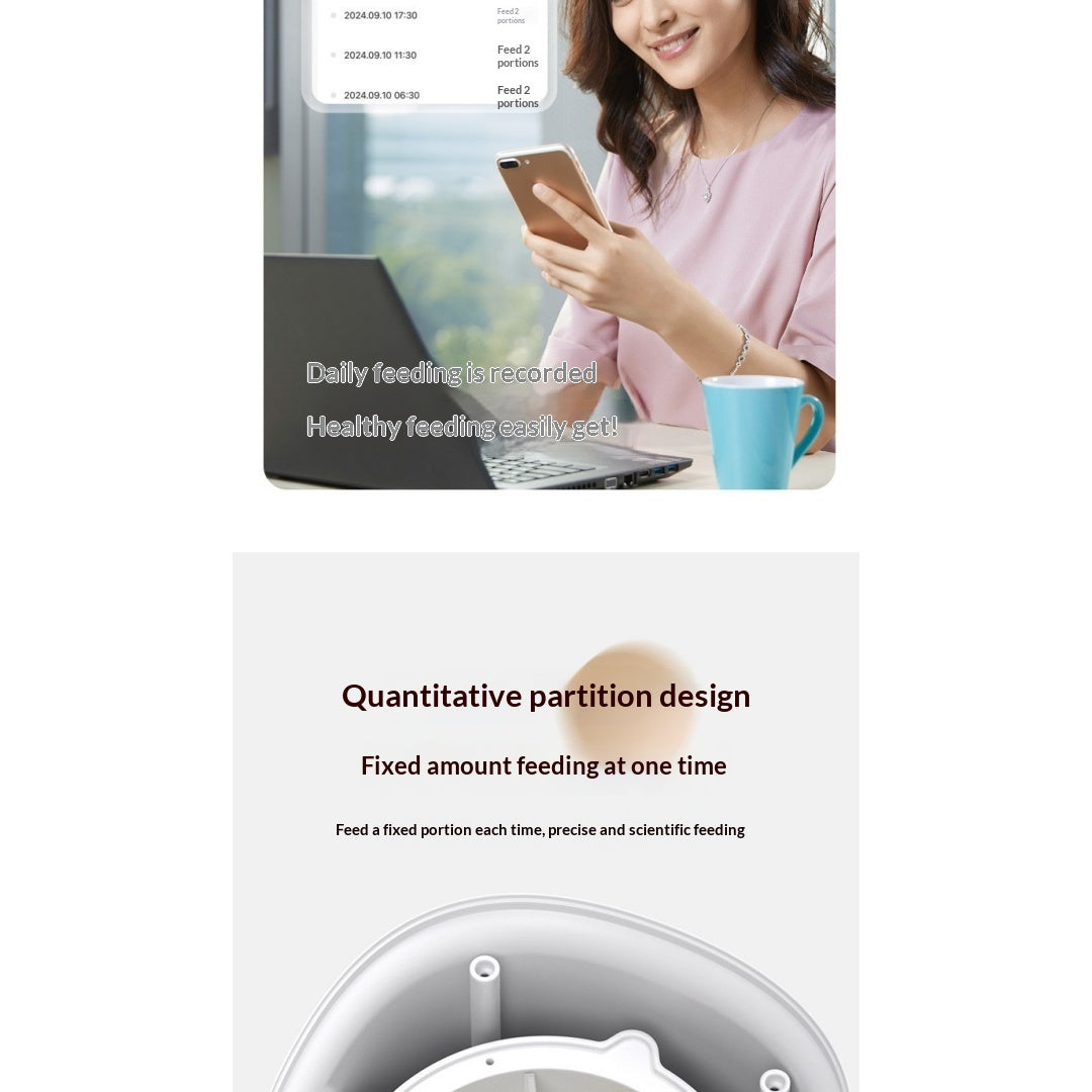 WiFi Smart Pet Feeder – quantitative partition design for fixed amount feeding, precise and scientific portions every time