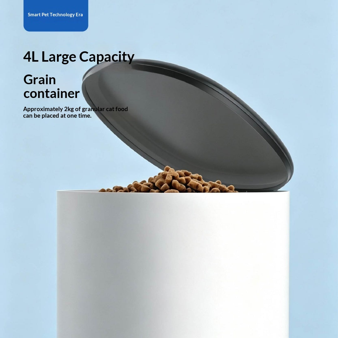 WiFi Smart Pet Feeder – 4L large capacity grain container, holds approximately 2kg of food at once