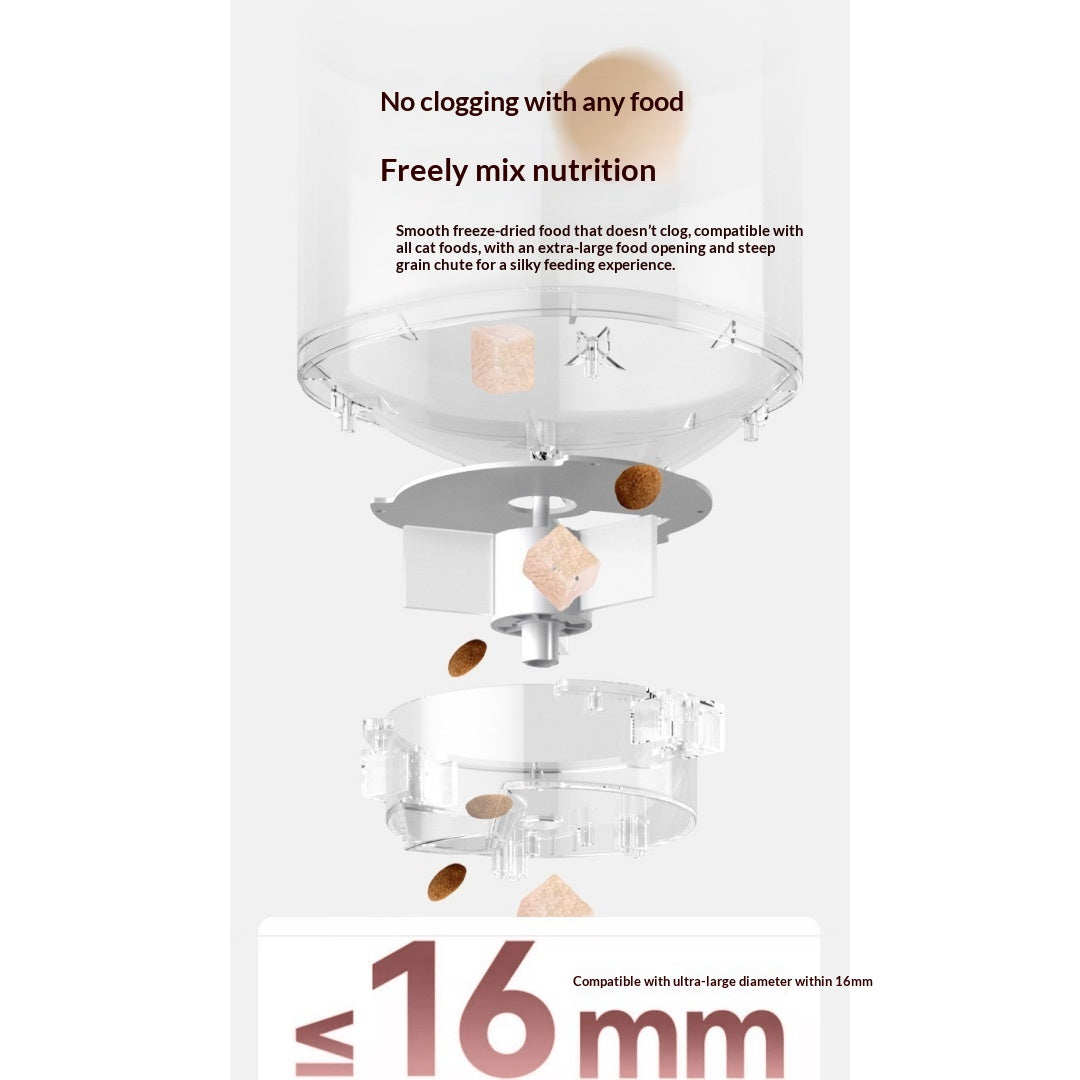 WiFi Smart Pet Feeder – no clogging with any food, freely mix nutrition, compatible with foods up to 16mm diameter