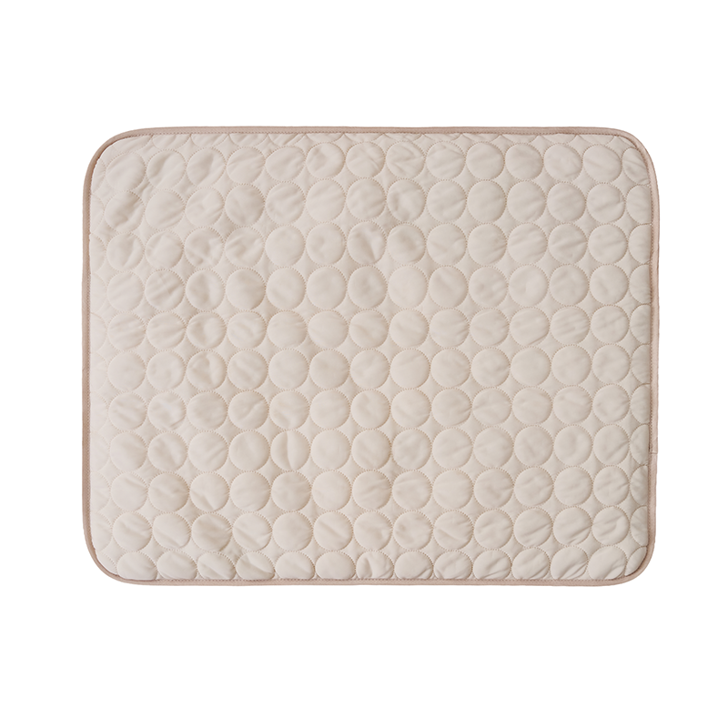 Round pet cooling mat in beige - product view