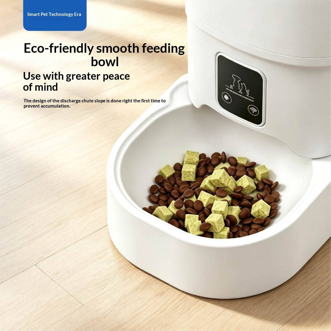 WiFi Smart Pet Feeder – eco-friendly smooth feeding bowl with kibble and freeze-dried treats, use with greater peace of mind