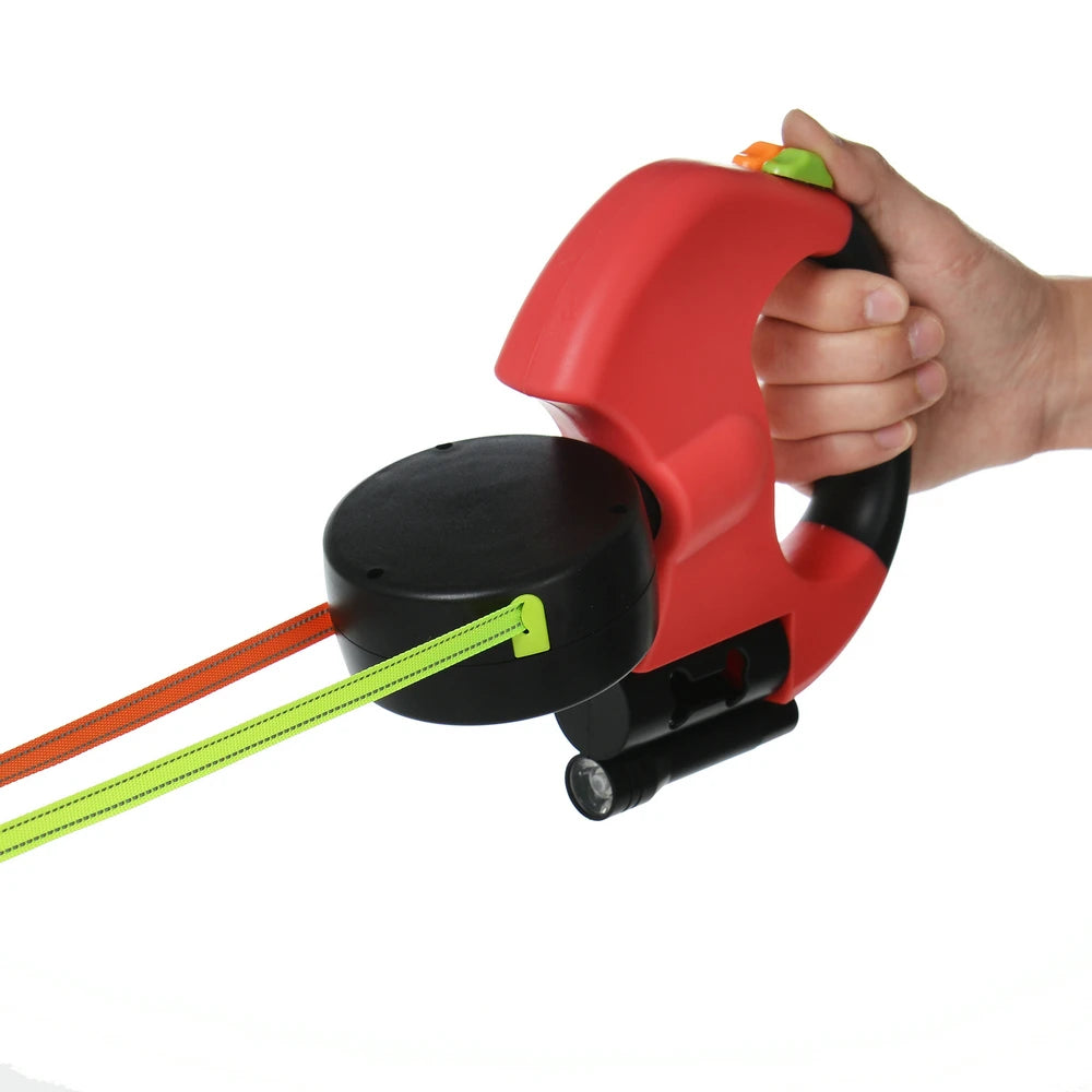 Reflective Retractable Double Dog Leash | Pawly