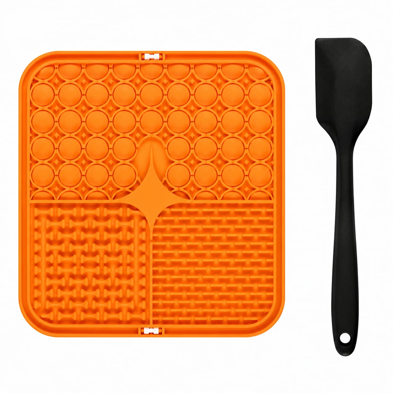 Silicone Lick Mat for Dogs - Orange + Scraper | Pawly