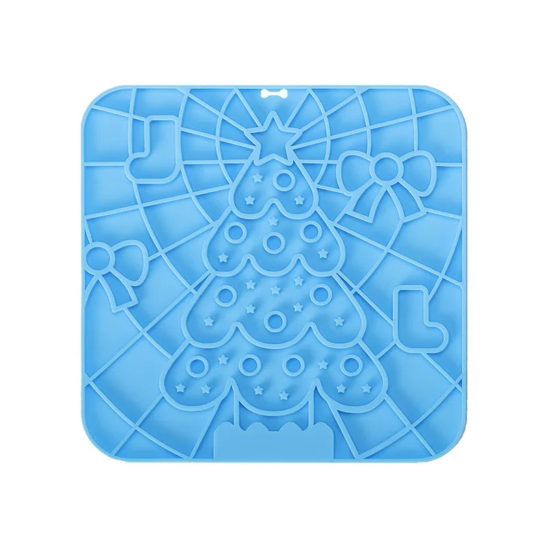 Silicone Lick Mat for Dogs Light Blue Christmas Tree| Pawly