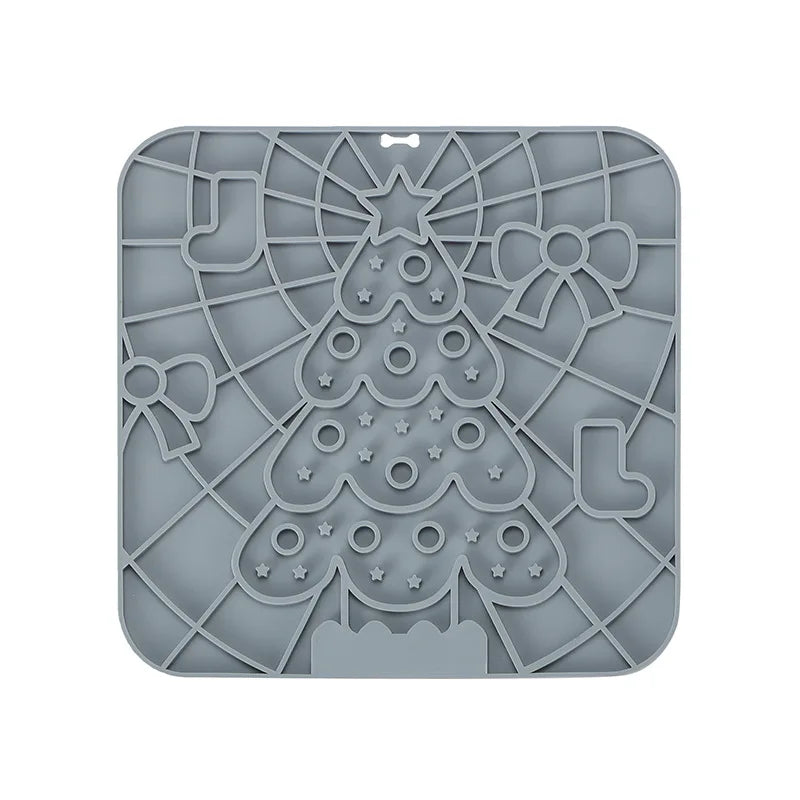 Silicone Lick Mat for Dogs Dark Grey Christmas Tree | Pawly