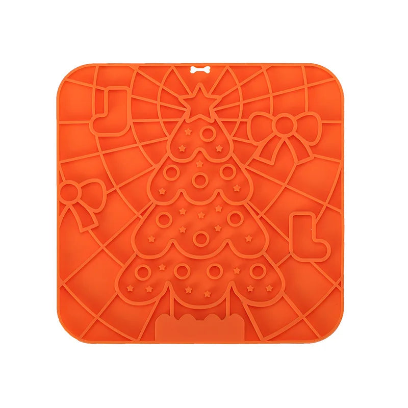 Silicone Lick Mat for Dogs Orange Christmas Tree | Pawly