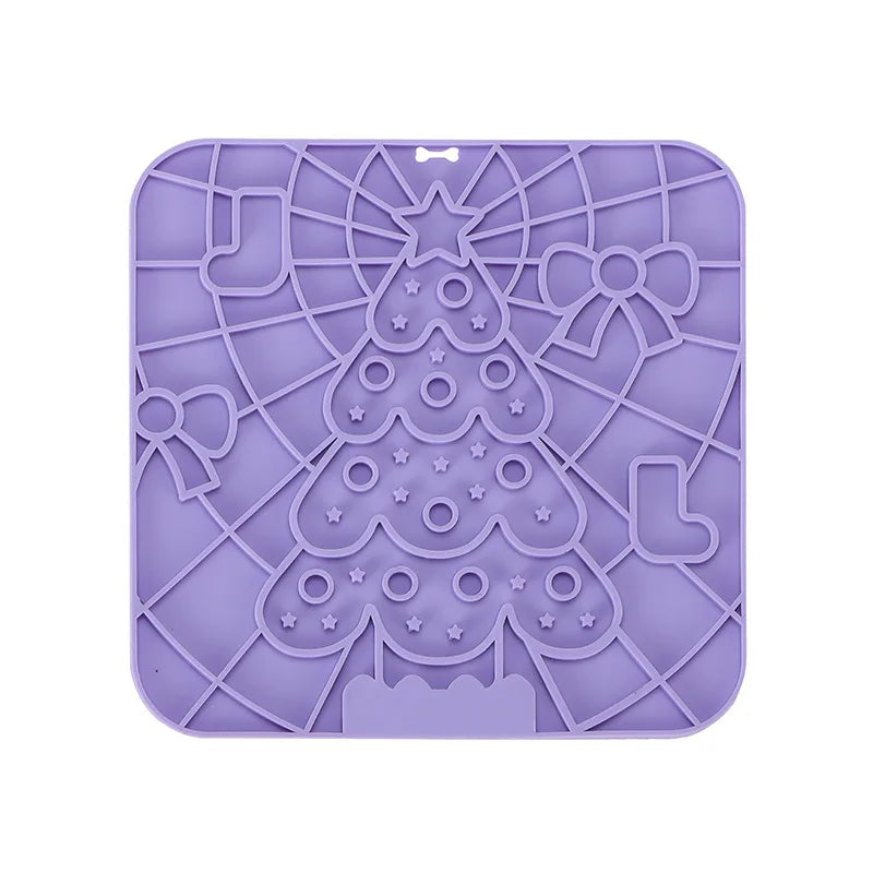 Silicone Lick Mat for Dogs Purple Christmas Tree | Pawly