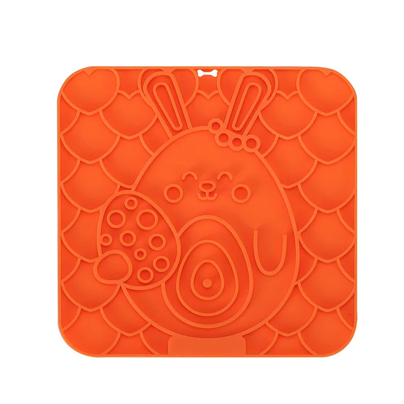 Silicone Lick Mat for Dogs Orange Rabbit | Pawly