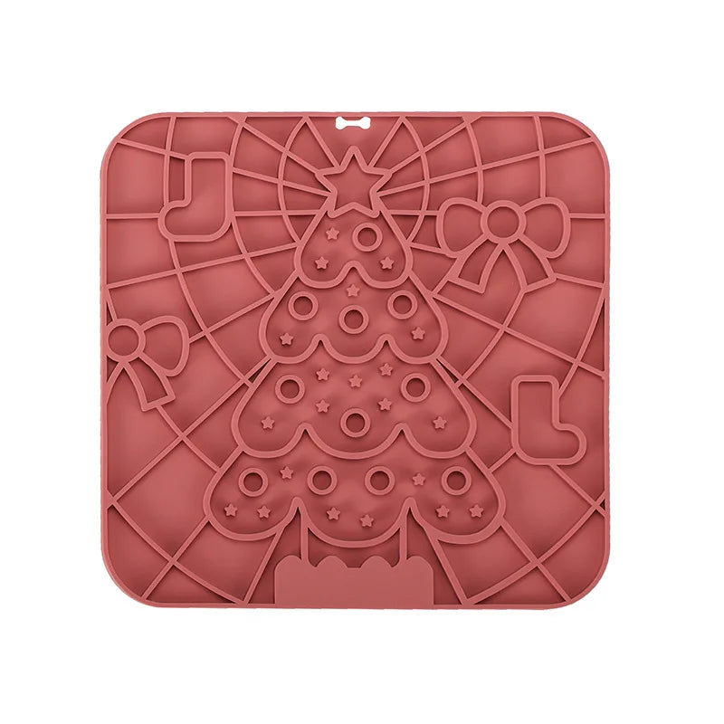 Silicone Lick Mat for Dogs - Red Christmas Tree | Pawly