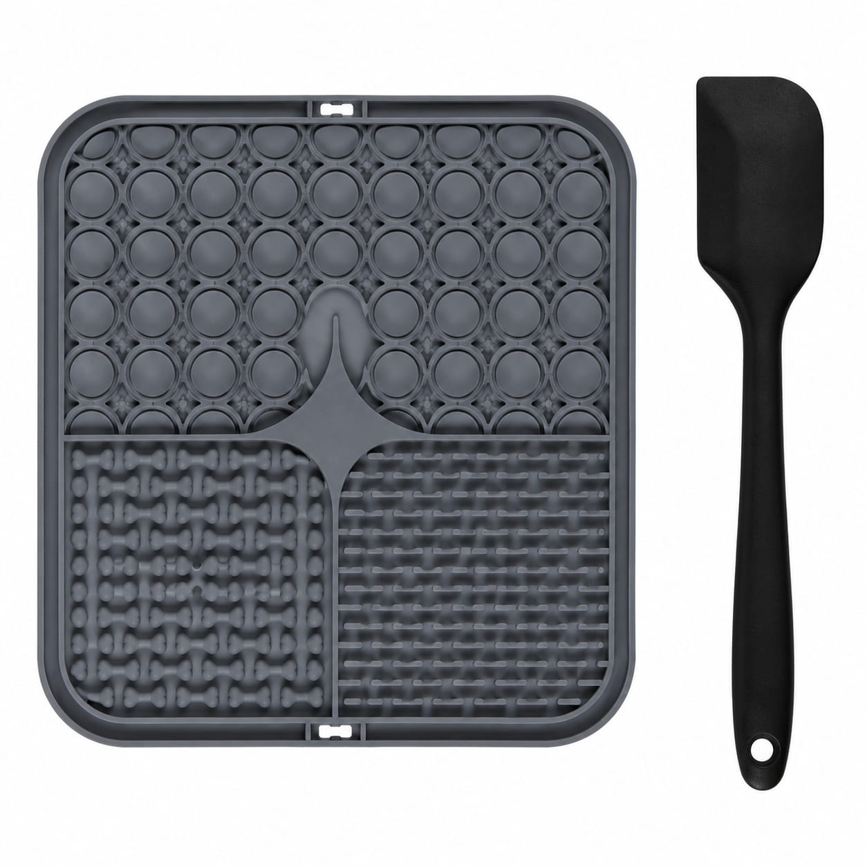 Silicone Lick Mat for Dogs - Dark Grey + Scraper | Pawly