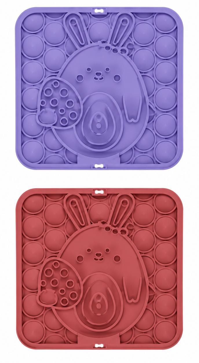 Silicone Lick Mat for Dogs - Purple Rabbit + Red Rabbit | Pawly