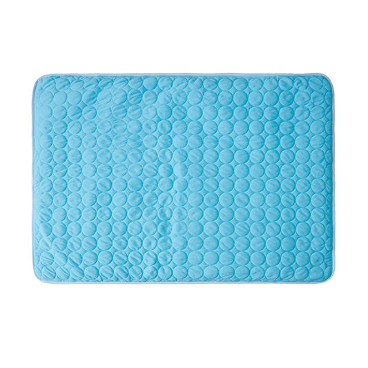 Round pet cooling mat in blue - top view