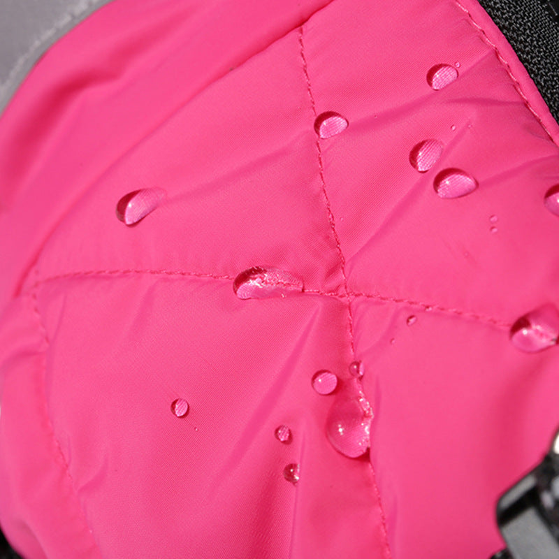 Fleece-lined dog jacket pink and grey - waterproof detail