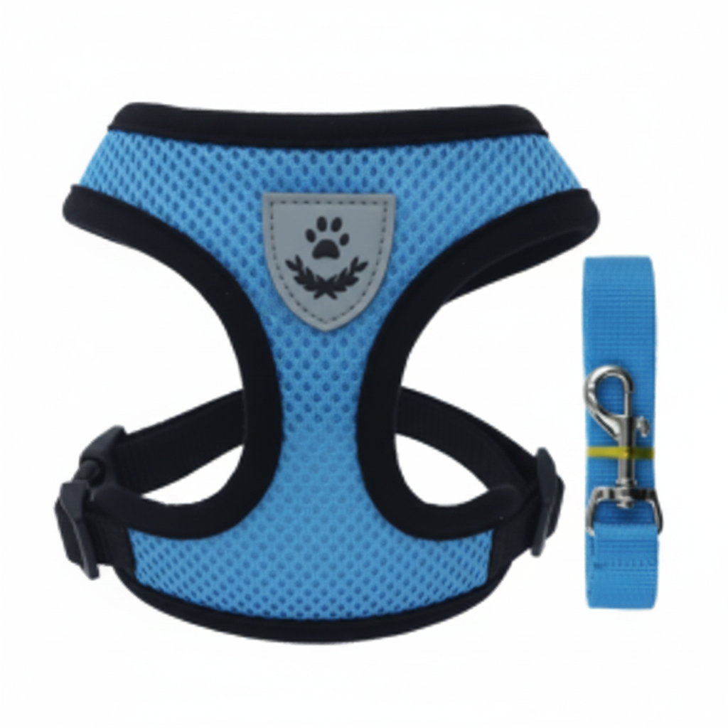 Mesh Vest Harness & Leash for Cats and Small Dogs - Blue | Pawly