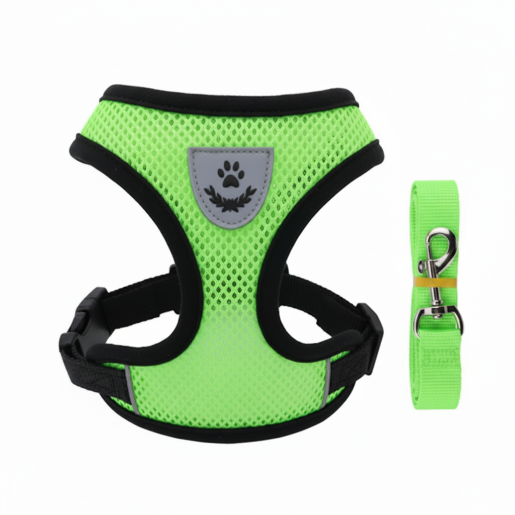 Mesh Vest Harness & Leash for Cats and Small Dogs - Green | Pawly