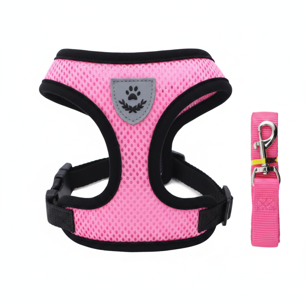 Mesh Vest Harness & Leash for Cats and Small Dogs - Pink | Pawly