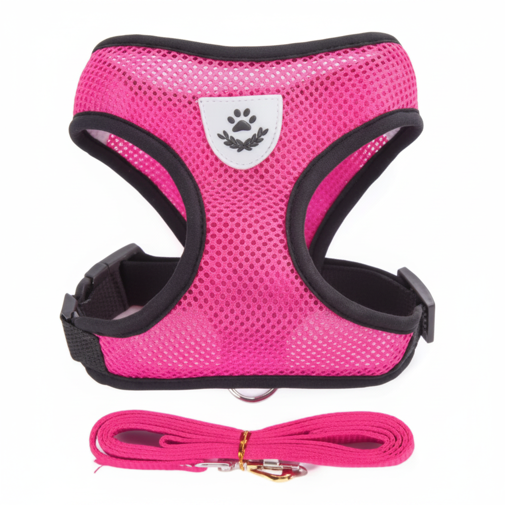 Mesh Vest Harness & Leash for Cats and Small Dogs - Rose Red | Pawly